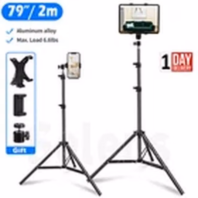 EONLION 2M Tablet Floor Tripod Stand Black, Compatible with 4-10.6 inch iPhone and iPad – 1