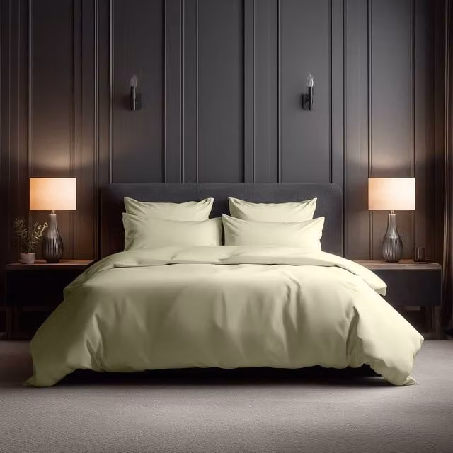 Snug City Luxury 400TC Cotton Mako Satin Duvet Cover and Pillowcase Set in Beige, Size: 180 x 200 cm