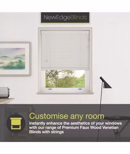 New Edge Blinds Made to Measure Wood Venetian Blind with Cord in Grey, W/D/H: 180.0 x 210.0 x 50.0 cm – 2