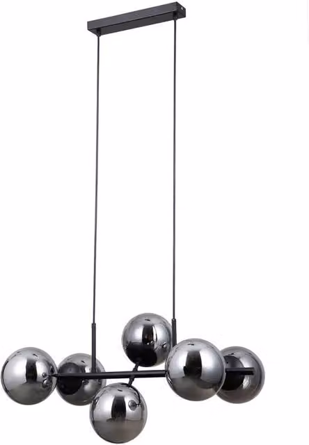 Netlighting Molite Globe Pendant Ceiling Light in Matt Black with 6 x E14 Transparent Glass Spheres