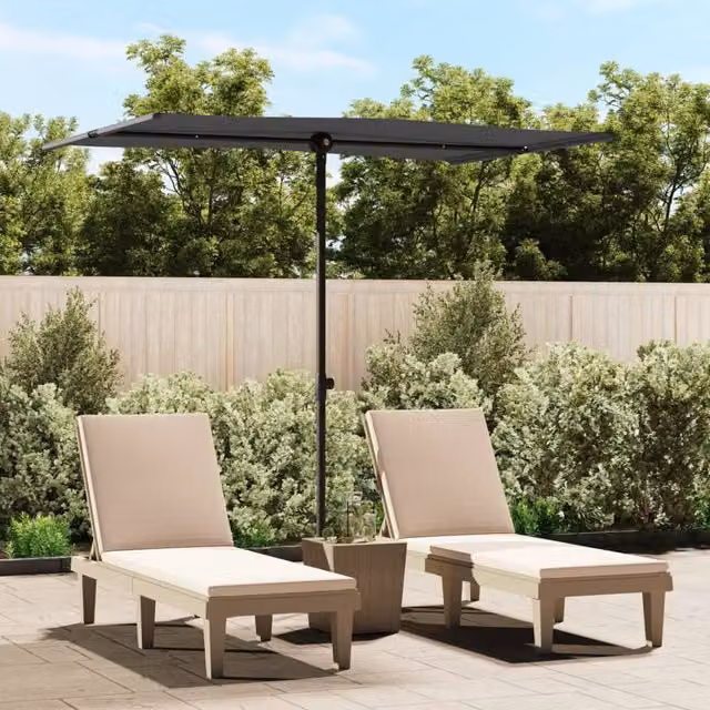 Berkfield Home Outdoor Parasol with Aluminium Pole, Anthracite and Black, W/D/H: 2.0 x 1.5 x 1.0 m