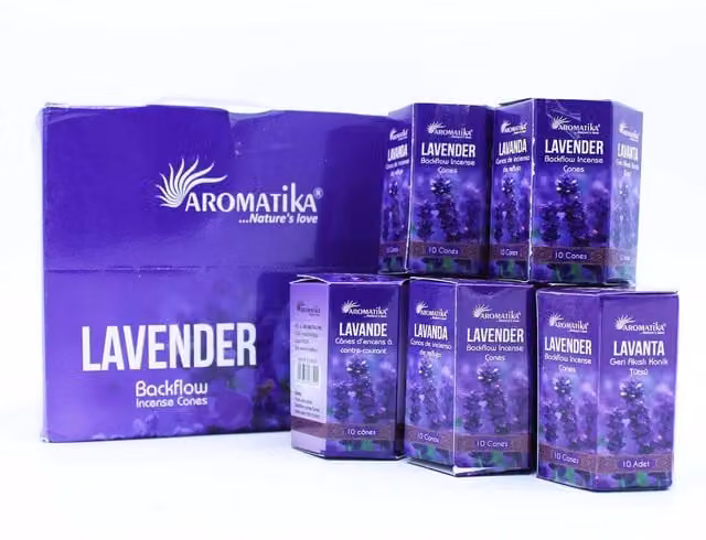 Aromatika Lavender Masala Backflow Incense Cones, Pack of 10, Purple Floral