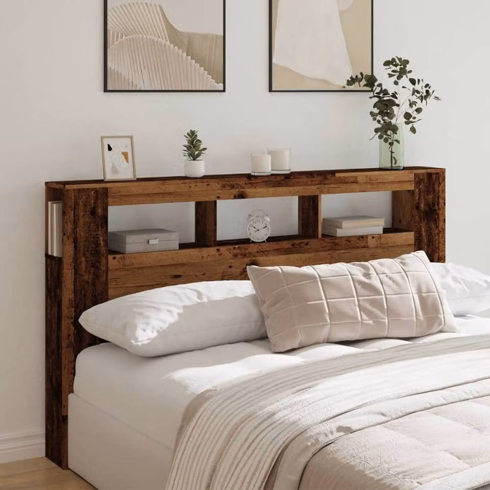 Berkfield Home LED Headboard in Old Wood Brown, W/D/H: 180 x 18.5 x 103.5 cm – 4