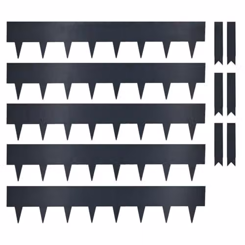 Nicoman Metal Garden Border Edging Set, Grey, 5 x 100 cm Panels, Height: 20 cm – 1