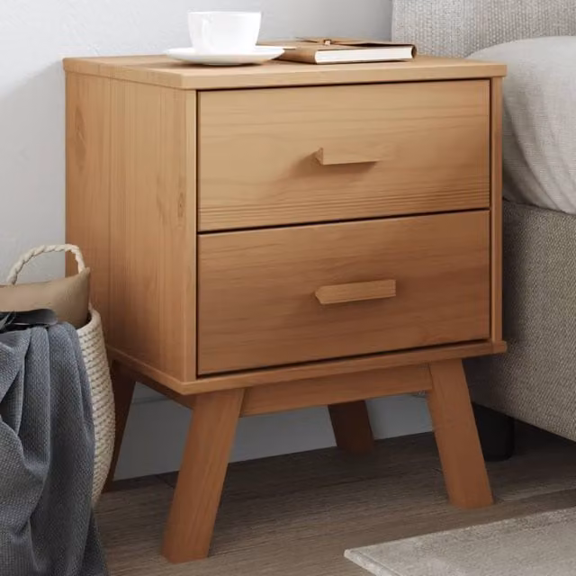 Berkfield Home Olden Bedside Cabinet in Brown Solid Pine Wood – 1