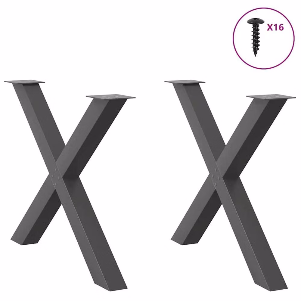Berkfield Home X-Shaped Dining Table Legs, 2 Piece Steel Set in Anthracite Black, H: 72.5 cm x W: 90 cm – 3