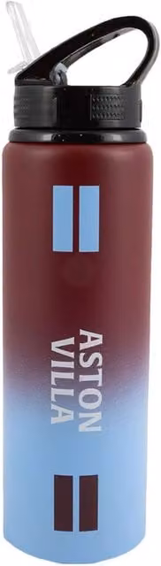 Aston Villa FC Maroon Aluminium Water Bottle with Straw and Carry Handle, 750 ml – 1