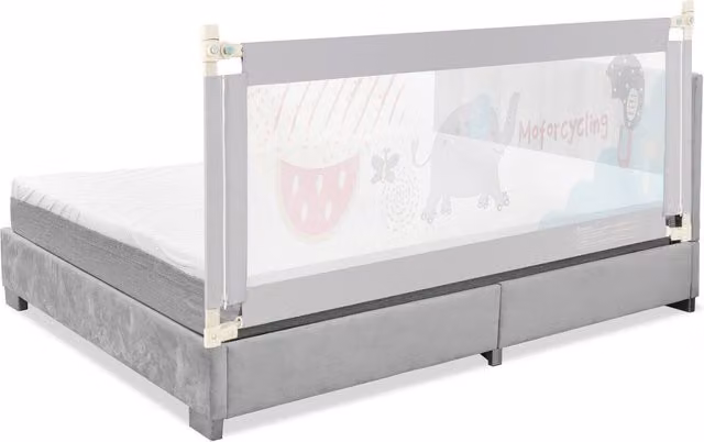 COSTWAY Height Adjustable Baby Bed Rail, Grey, 175 cm