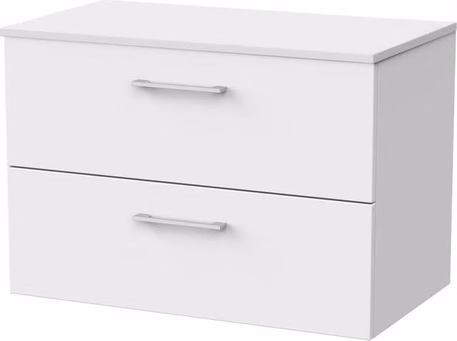 Balterley Pershall Modern Wall Mounted 2 Drawer Bathroom Vanity Unit with Laminate Top, Matt White, Width: 80 cm