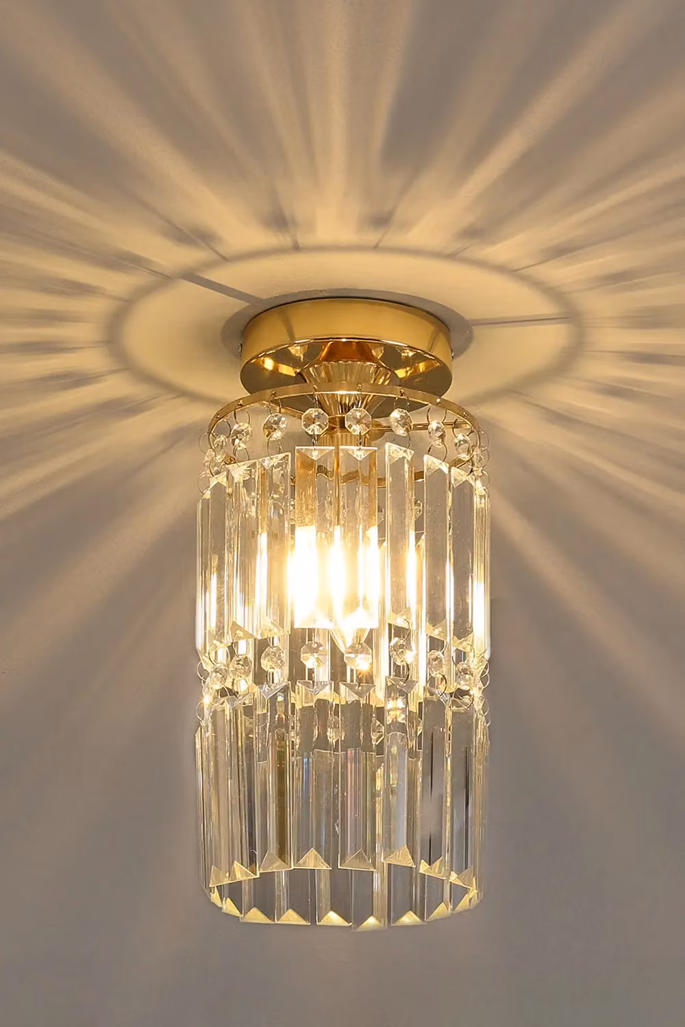Living and Home Crystal Mount Ceiling Light in Gold/Brass – 3
