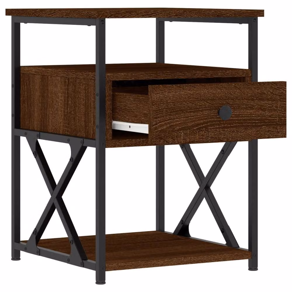 Berkfield Home Set of 2 Brown Oak Bedside Cabinets, W: 40 cm, D: 42 cm, H: 55 cm – 6