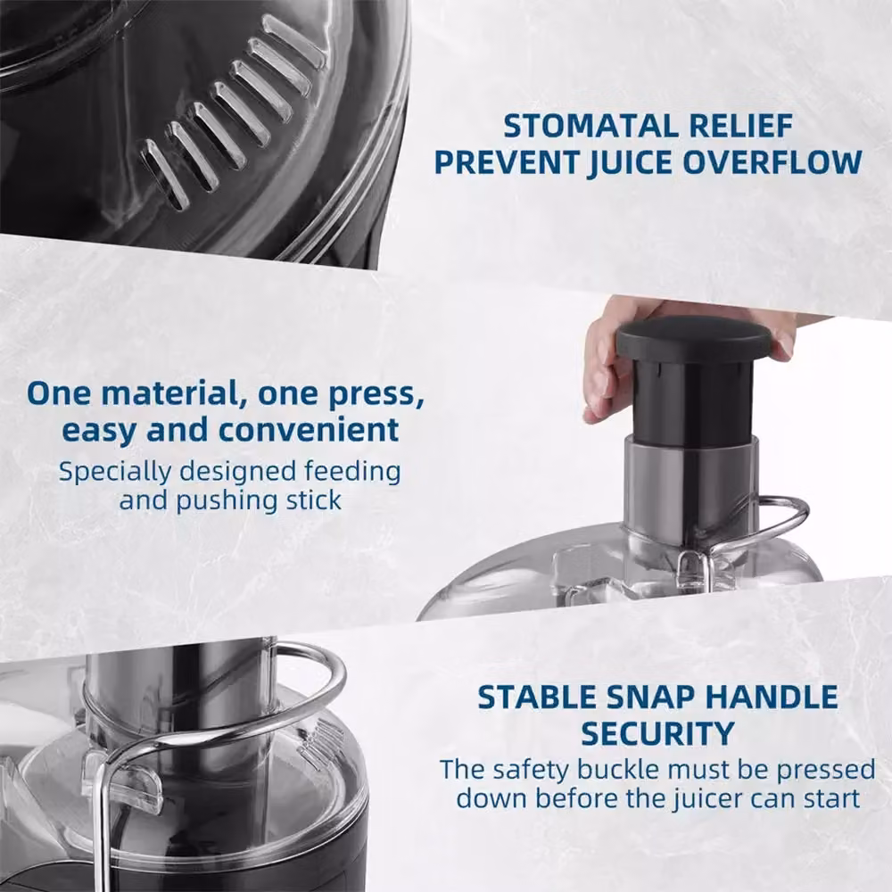 Hinsinc 1000W Centrifugal Juicer Machine for Whole Fruit and Vegetables in Silver and Black – 2