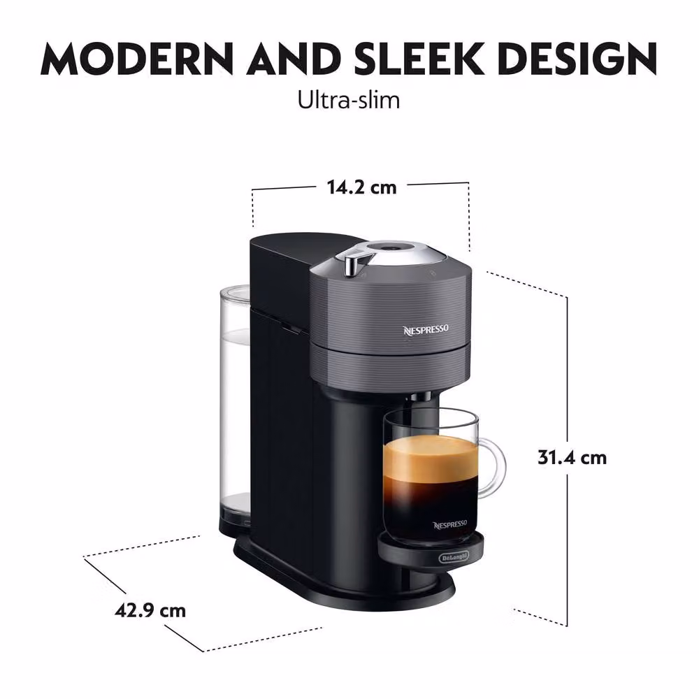 Nespresso Vertuo Next Coffee Machine with Aeroccino Milk Frother, Grey – 4