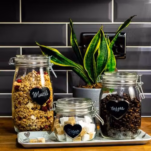 Nicola Spring Heart Shaped Storage Jar Labels, Black, Pack of 6, 6.5 x 5 cm – 7