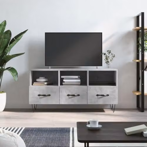 vidaXL Modern TV Cabinet in Concrete Grey, W/D/H: 102 x 36 x 50 cm – 2
