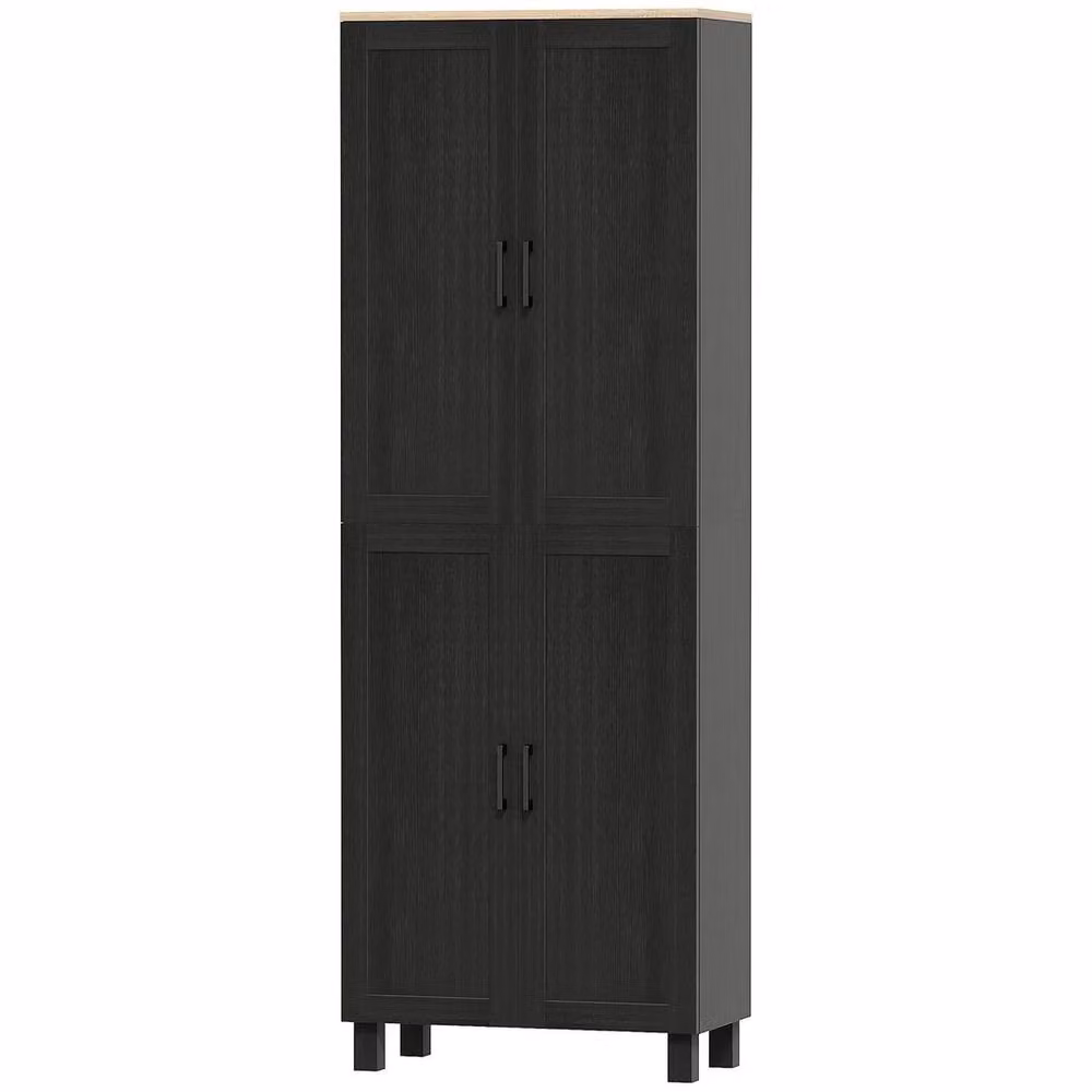 Hinsinc Black Modern 6 Shelf Kitchen Cupboard Storage Cabinet W/D/H: 60 x 30 x 170.5 cm – 2