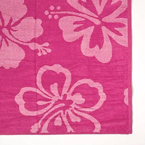HOMESCAPES Pink Floral Cotton Beach Towel, W/D/H: 70 x 150 cm – 2