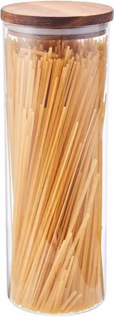 Eden & Willow Airtight Glass Kitchen Storage Canister with Acacia Wood Lid, Transparent, 1.8l