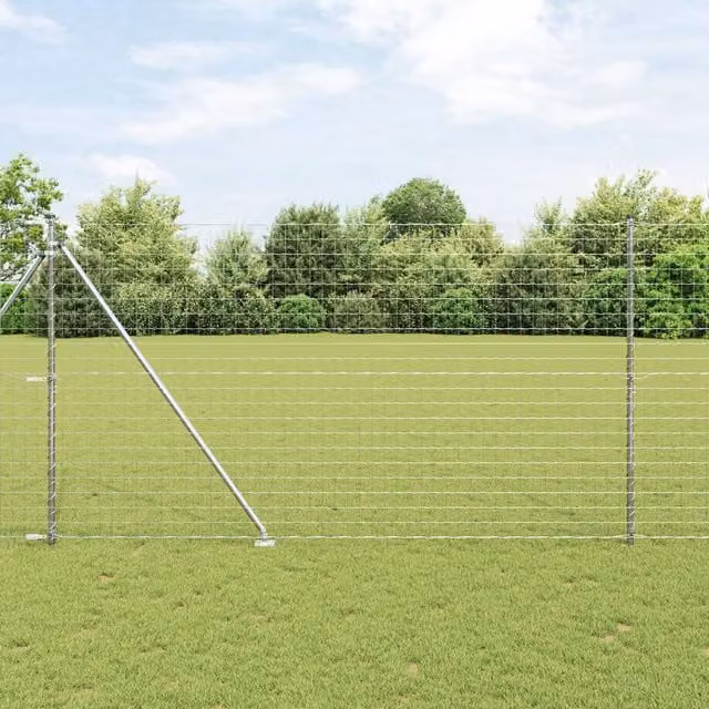Berkfield Home Euro Fence with 7 Spike Posts, Galvanised Steel, Silver, 1.5 x 10 m – 1