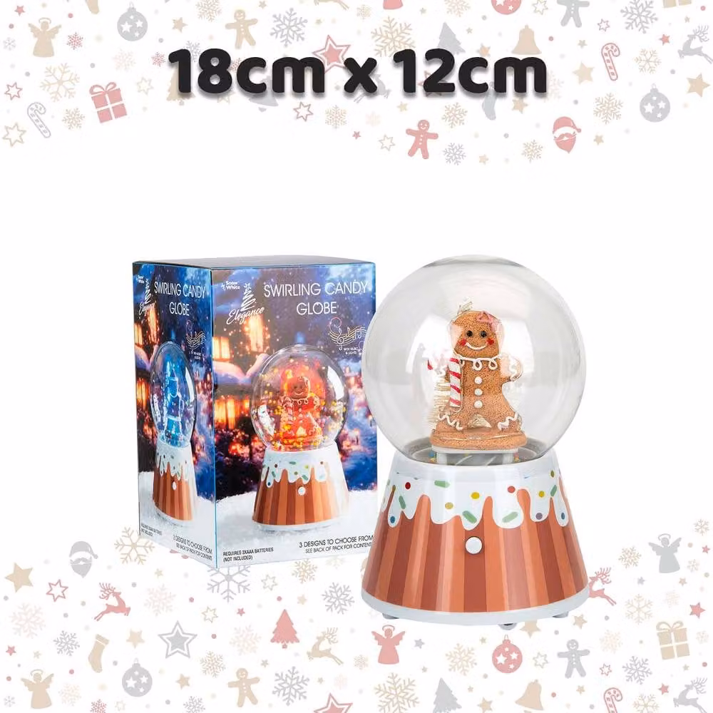 VFM e-Store Christmas Gingerbread Man Light Up Snow Globe Blower in Brown and Multicolour, W/D/H: 18 x 12 x 12 cm – 2
