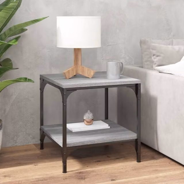 Berkfield Home Set of 2 Grey Sonoma Square Side Tables, W/D/H: 40 x 40 x 40 cm – 1