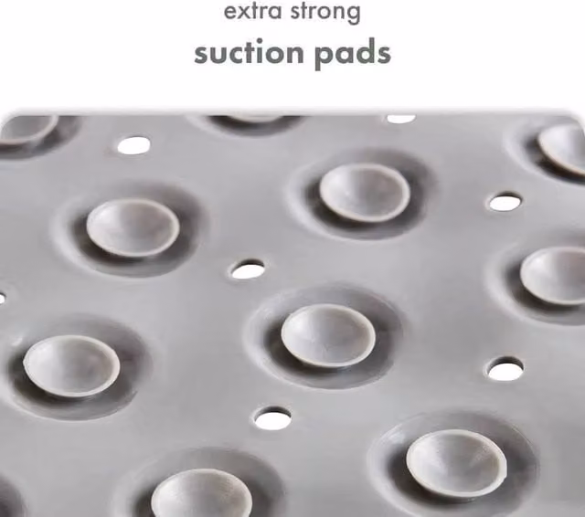 VOGREX Quadrant Anti-Slip Rubber Shower Mat with Suction Safety in Grey – 1