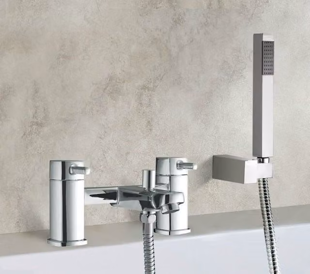 Nes Home Chrome Bathroom Waterfall Mixer Tap with Handheld Shower in Silver – 1