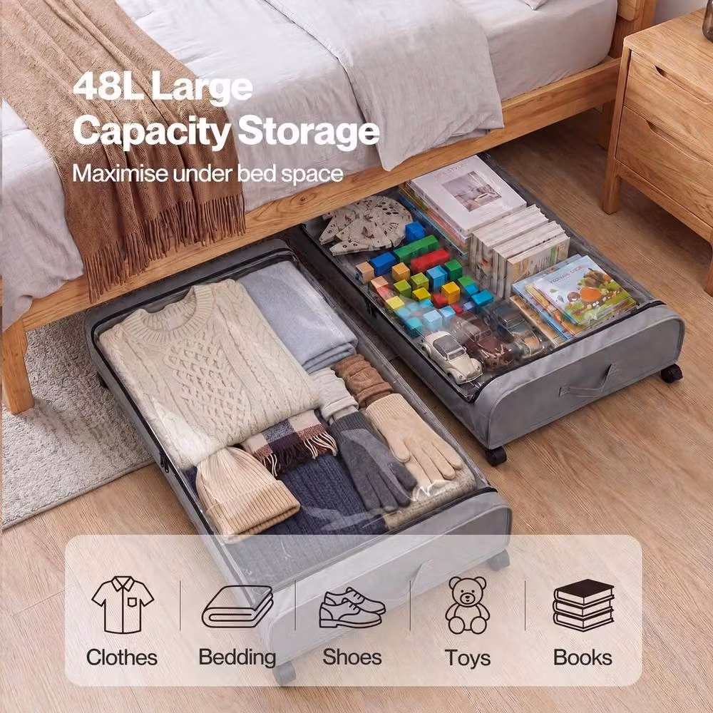 KORVIXA Under Bed Storage Boxes with Lids in Grey – 3