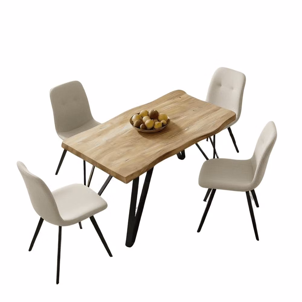 Home Source Arbore Contemporary Dining Set with 140cm Rectangular Table and 5 Upholstered Chairs in White and Black – 3