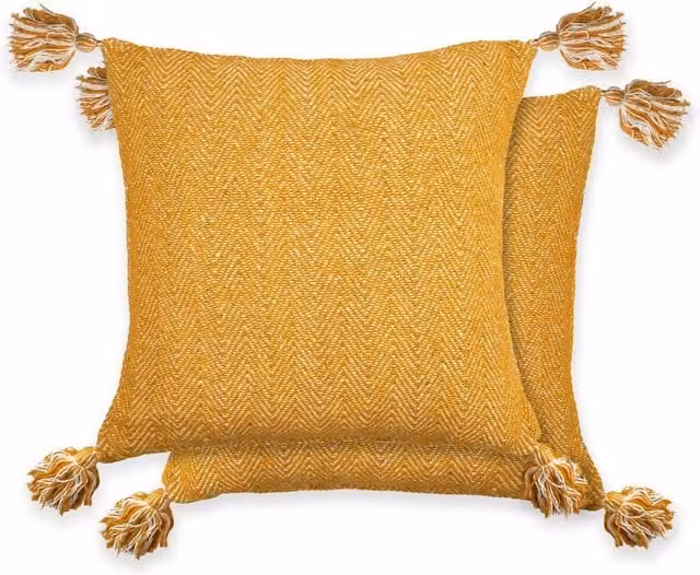 NewEdgeBlinds Modern Graphic Square Cotton Cushion Cover in Orange and Yellow