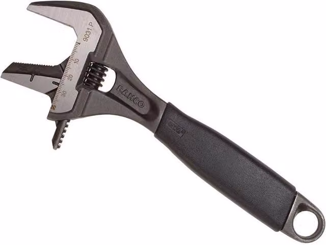 Bahco 9031P Ergo Adjustable Wrench, Black, Hardened Steel, 200 mm