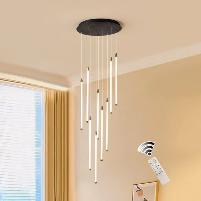 NIVOR Modern Dimmable 9-Light LED Ceiling Chandelier Pendant in Black