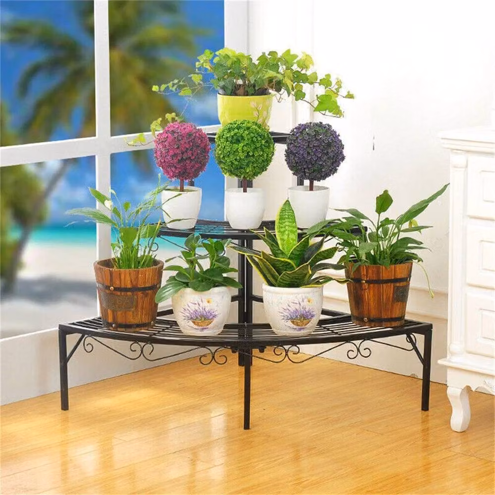 EONLION Black Matt Metal Corner Plant Stand and Flower Storage Rack – 3