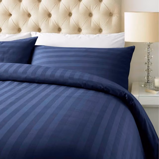 Roseley Blue Striped Cotton Duvet Cover Set, W/D/H: 140 x 200 cm
