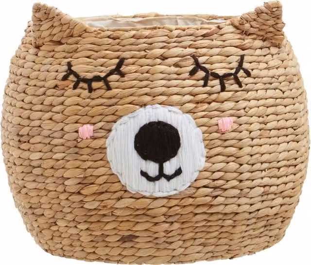Orsina Lidi Cat Face Handwoven Water Hyacinth Basket in Beige and Sand – 1
