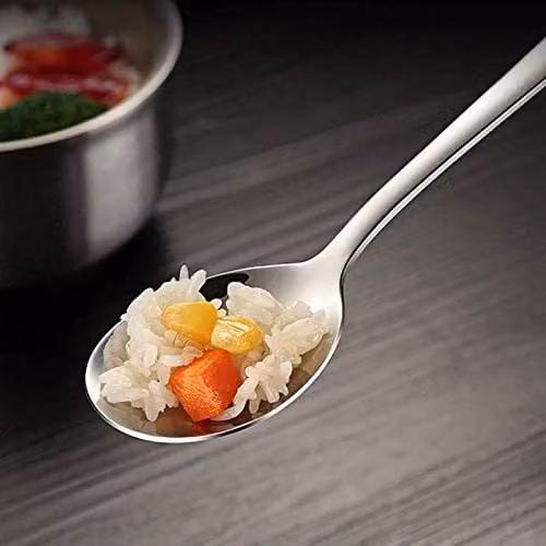 JINGYAN 8 Piece Polished Stainless Steel Long Handle Asian Rice and Soup Spoons in Silver – 3