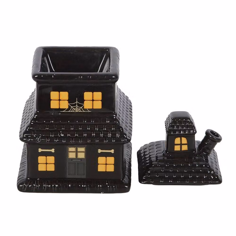 Uniqueful Black Haunted House Ceramic Oil Burner and Wax Warmer for Tealights – 3