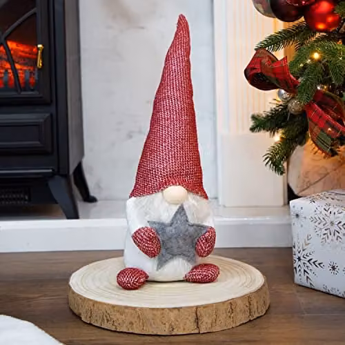 The Christmas Workshop Felt Gnome Ornament in White, Red and Grey – 1