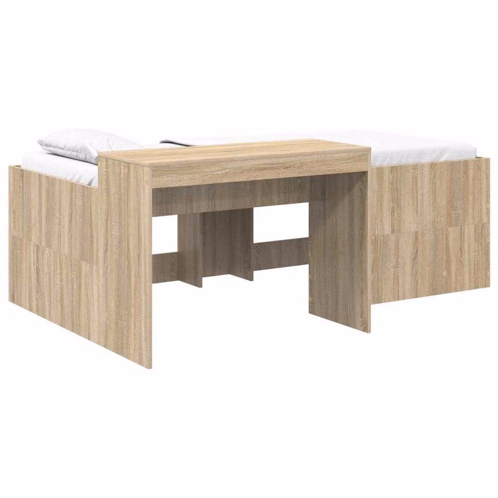 Berkfield Home Kids High Bed Frame with Desk in Sonoma Oak and Brown, W: 75 cm, L: 190 cm – 2