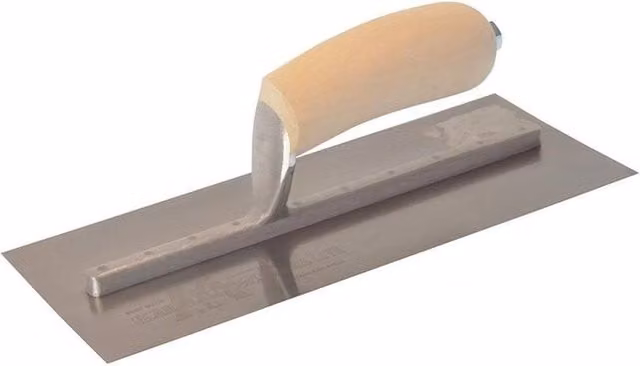 Marshalltown Plasterer's Finishing Trowel with Stainless Steel Blade and Wooden Handle in Silver