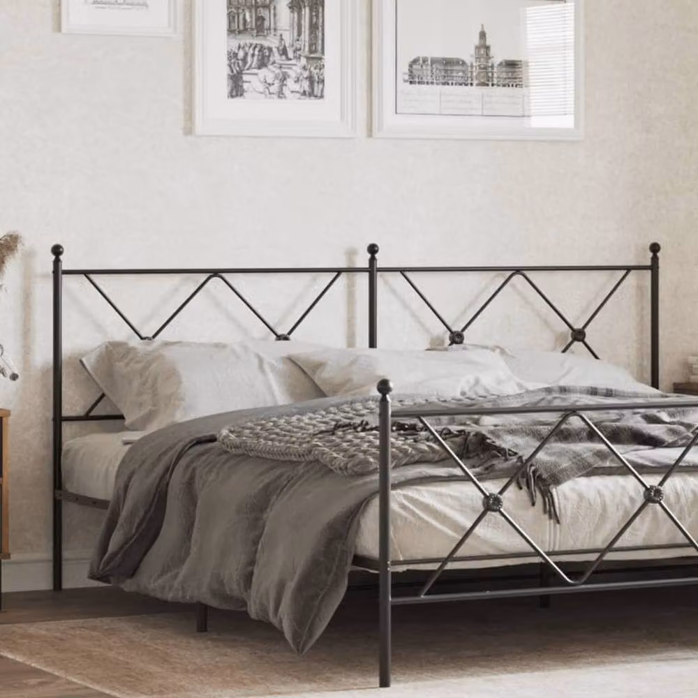 Berkfield Home Metal Headboard in Black – 2