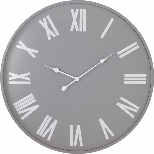 Love Lace Rothay Large Round Analog Wall Clock in Grey and White, Diameter: 80 cm