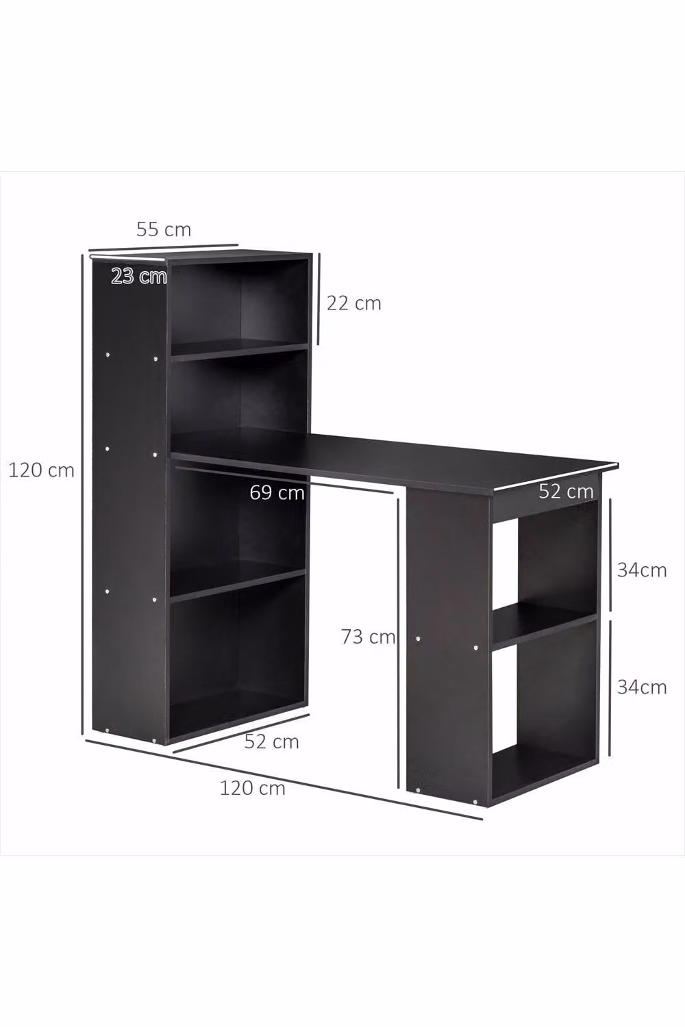 ERGOVEXA Modern Black Computer Desk with 6-Tier Storage for Home Office – 2