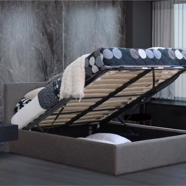 Modernique Bilancio Grey Fabric Small Double Ottoman Storage Bed W/D/H: 120 x 200 cm