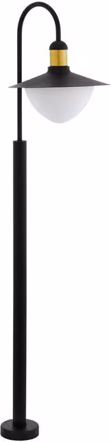 Loops IP44 Outdoor Bollard Light in Black and Gold with Curved Arm, E27 60W Bulb Compatible – 1
