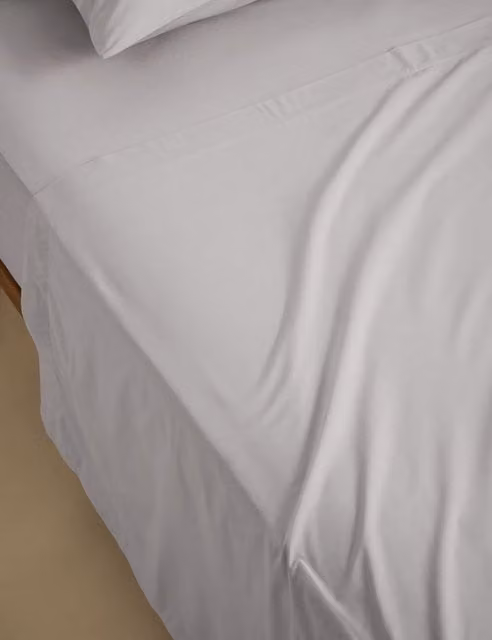 M&S Dove Cotton Rich Percale Flat Sheet, W: 200 cm x D: 200 cm