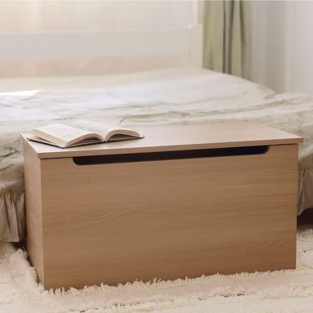 Freya Smoked Oak Effect Ottoman Storage Chest in Brown