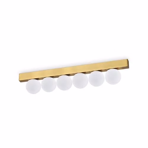 Ideal Lux Ping Pong 6 Light Globe Ceiling Light in Brass and Glass with Warm White 3000K Output