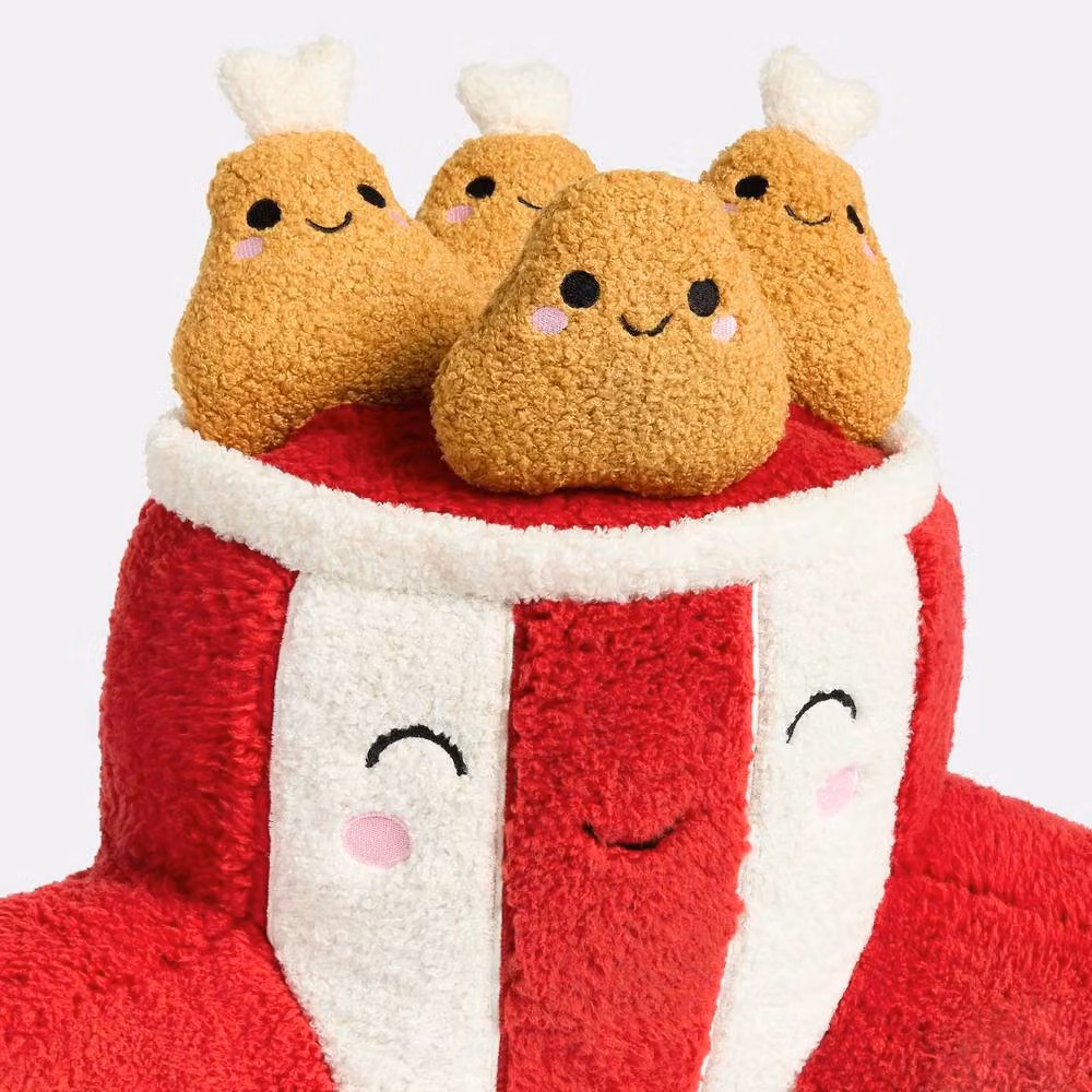 OHS Kids Krispy The Fried Chicken Cuddle Cushion Backrest Reading Pillow, Red and Multicolour Plush Polyester Wedge – 3