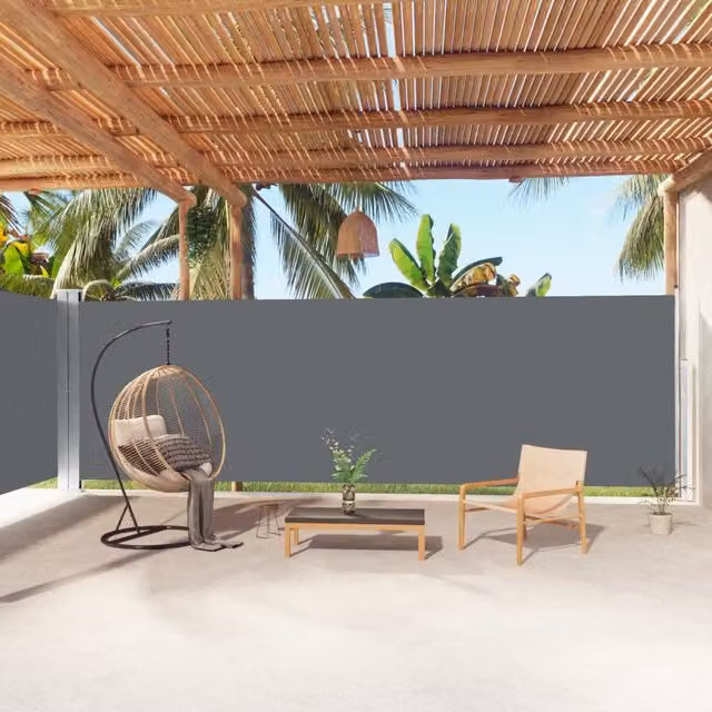 Berkfield Home Retractable Side Awning in Anthracite and Black, W/H: 1000 x 200 cm – 1